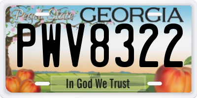 GA license plate PWV8322