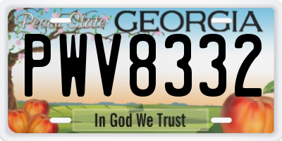 GA license plate PWV8332
