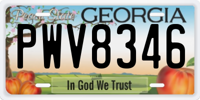 GA license plate PWV8346