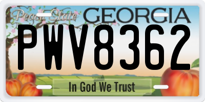 GA license plate PWV8362