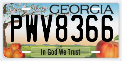 GA license plate PWV8366