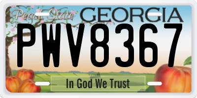 GA license plate PWV8367