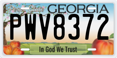 GA license plate PWV8372