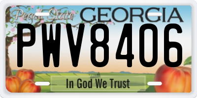 GA license plate PWV8406