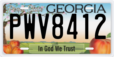 GA license plate PWV8412