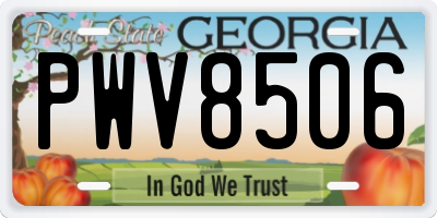 GA license plate PWV8506