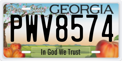 GA license plate PWV8574