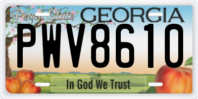 GA license plate PWV8610