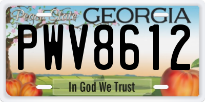 GA license plate PWV8612