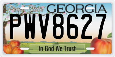 GA license plate PWV8627
