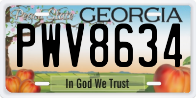 GA license plate PWV8634