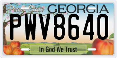GA license plate PWV8640