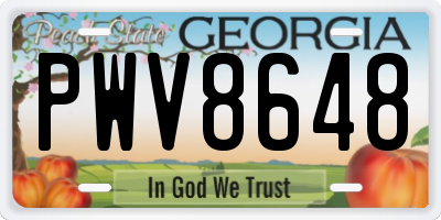 GA license plate PWV8648
