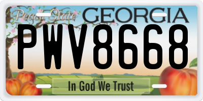 GA license plate PWV8668