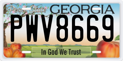 GA license plate PWV8669