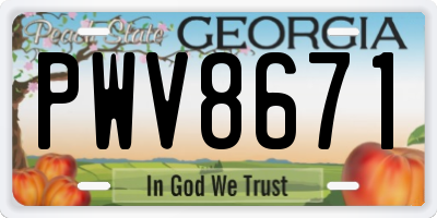 GA license plate PWV8671