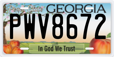 GA license plate PWV8672