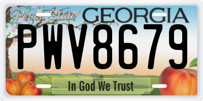 GA license plate PWV8679