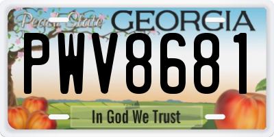 GA license plate PWV8681