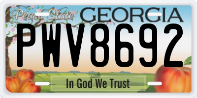 GA license plate PWV8692