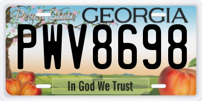 GA license plate PWV8698