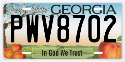 GA license plate PWV8702