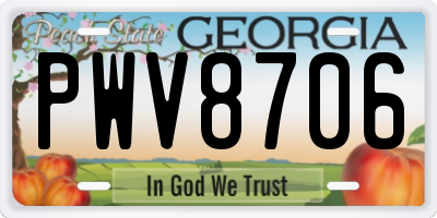 GA license plate PWV8706