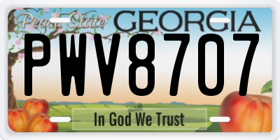 GA license plate PWV8707
