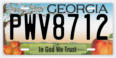GA license plate PWV8712