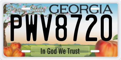 GA license plate PWV8720