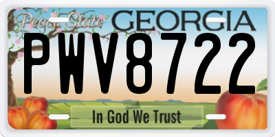 GA license plate PWV8722