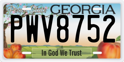 GA license plate PWV8752