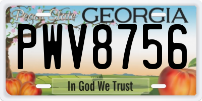 GA license plate PWV8756