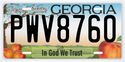 GA license plate PWV8760