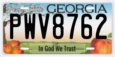GA license plate PWV8762