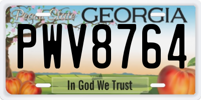 GA license plate PWV8764