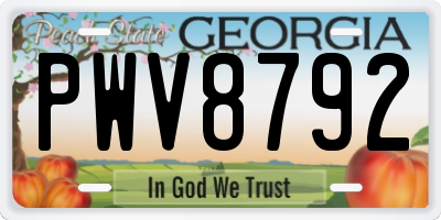 GA license plate PWV8792