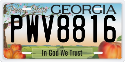 GA license plate PWV8816
