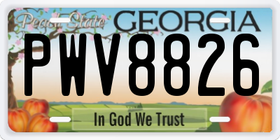 GA license plate PWV8826