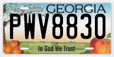 GA license plate PWV8830