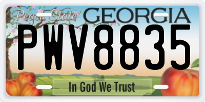 GA license plate PWV8835