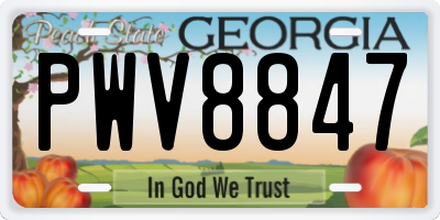 GA license plate PWV8847