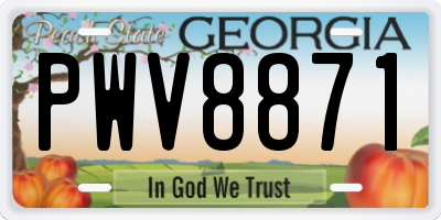 GA license plate PWV8871