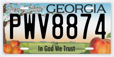 GA license plate PWV8874