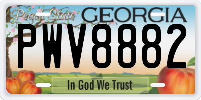 GA license plate PWV8882