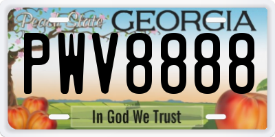 GA license plate PWV8888