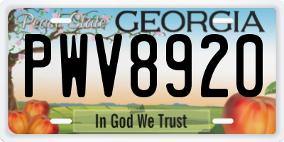 GA license plate PWV8920