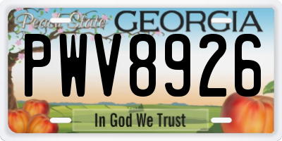 GA license plate PWV8926