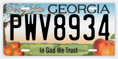 GA license plate PWV8934