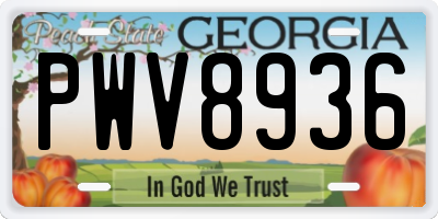 GA license plate PWV8936